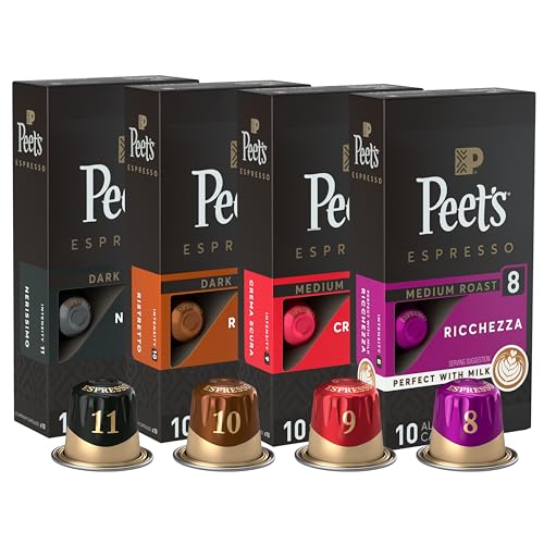 Peet's Coffee Espresso Capsules Variety Pack, 40 Count Single Cup Coffee Pods, Compatible with Nespresso Original Brewers, Crema Scura, Nerissimo, Ricchezza, Ristretto von Peet's Coffee