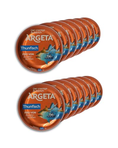 Argeta Thunfisch Aufstrich 14x95g - Cremiger Brotaufstrich - Keine Zusatzstoffe – Premium Aufstrich – 14 Dosen kulinarischer Aufstrich im Vorteilspack – Naturaroma – Thunfischsalat – 1330 Gramm von Pellear