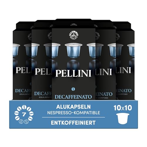 Pellini Top Entkoffeiniert, 100 Nespresso-kompatible Alukapseln, Arabica-Robusta-Mischung mit Noten von Nüssen und Feigen, 10x10 Kapseln von Pellini