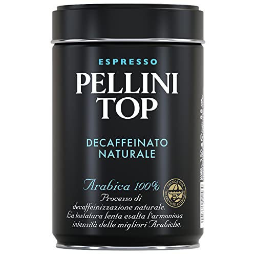 Pellini Top Decaffeinato Naturale, Koffeinfrei Gemahlener Kaffee für die Kaffeemaschine mit Karamell- und Schokoladennoten, 100% Arabica Mischung, 250g Packung von Pellini