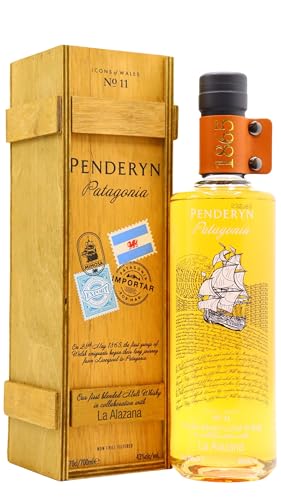 Penderyn PATAGONIA Blended Malt Welsh Whiskey Icons of Wales Nr. 11 43% Vol. 0,7l in Holzkiste von Penderyn