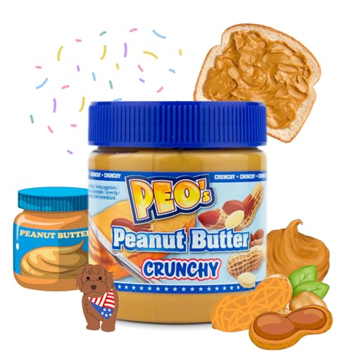 PEO's 12 x 340g Erdnussbutter Crunchy | Natürliche Peanut Butter aus gerösteten Erdnusskernen | Leckere Erdnussmus mit vollem Geschmack | 12er Vorteilspack von Peo's