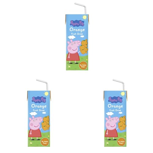 Peppa Pig Orange Fruchtsaft, leckerer Saft für Kinder, mit Strohhalm, ohne Zuckerzusatz, Dreierpack (3x200ml) (Packung mit 3) von Peppa Pig