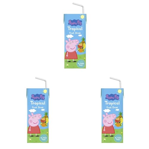 Peppa Pig Tropical Fruchtsaft, leckerer Saft für Kinder, mit Strohhalm, ohne Zuckerzusatz, Dreierpack (3x200ml) (Packung mit 3) von Peppa Pig