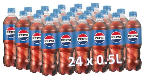 Pepsi Cola, Das Original von Pepsi, Koffeinhaltige Cola in Flaschen aus 100% recyceltem Material, EINWEG (24 x 0.5 l) von Pepsi