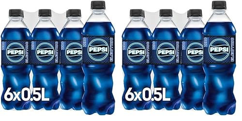 Pepsi Electric Blue Zero Zucker, Das neue Limited Edition von Pepsi, Koffeinhaltige Cola in der Flasche, Zuckerfrei, EINWEG (6 x 0.5 l) (Packung mit 2) von Pepsi