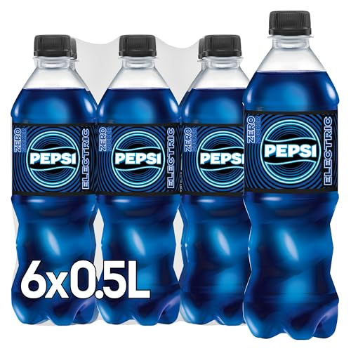 Pepsi Electric Blue Zero Zucker, Das neue Limited Edition von Pepsi, Koffeinhaltige Cola in der Flasche, Zuckerfrei, EINWEG (6 x 0.5 l) von Pepsi