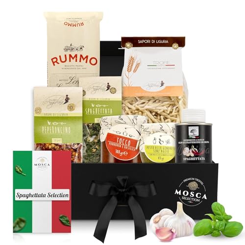 Geschenkset Spaghettata Selection : Pasta, Pesto, Olivenöl Tomatensoße & Gewürze - Perfekt für kulinarische Reisen in die mediterrane Küche - schöne Geschenkidee von Perfekto24