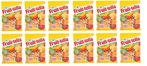 12x Fruittella Fruit Gelée weiche Bonbons mit Fruchtsaft Glutenfrei Beutel mit 180g Geleesüßigkeiten natürliche Aromen und ohne künstliche Farbstoffe von Perfetti Van Melle