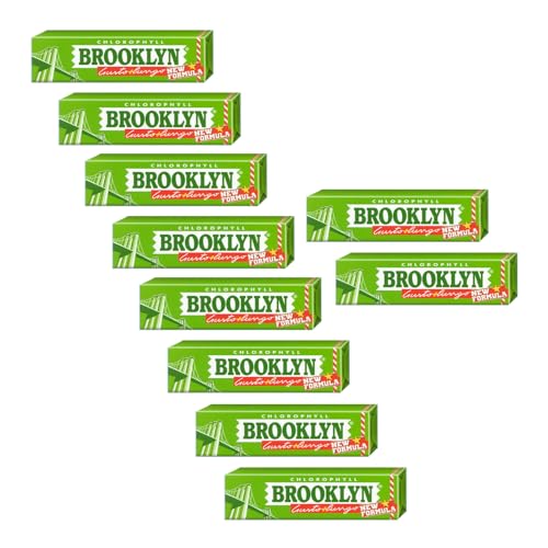 Brooklyn® | Brooklyn Gustolungo Chlorophyll | Kaugummi in Chlorophyll-Aromastreifen – 10 Stick (250 g – 90 Kaugummis) von Perfetti Van Melle