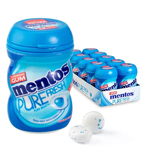 Mentos Kaugummi | Kaugummi Purefresh Freshmint Kleine Gläser | Mentos Gum | Mentos Großpackung | 10 Pack | 240 Gram Total von Perfetti Van Melle