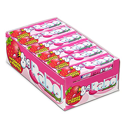 Perfetti Big Babol Panna Fragola con succo di frutta Creme und Erdbeeren mit fruchtsaft weicher Kaugummi soft bubble stick 24pz von Big Babol