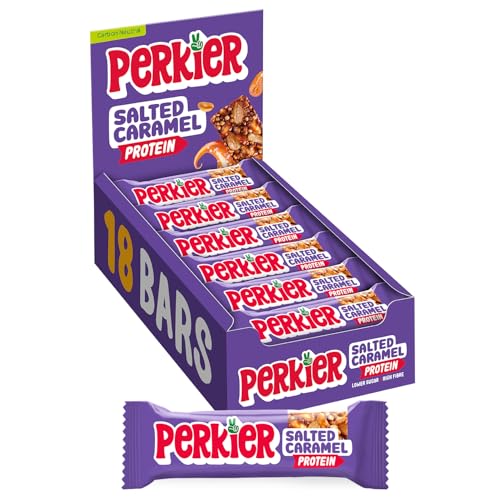 Perkier, (18 Riegel), Salted Caramel, Gesunde, Köstlicher, 100% Natürlich Vegan & Gluteinfreie Snack Riegel mit keine Konservierungsstoffe von Perkier