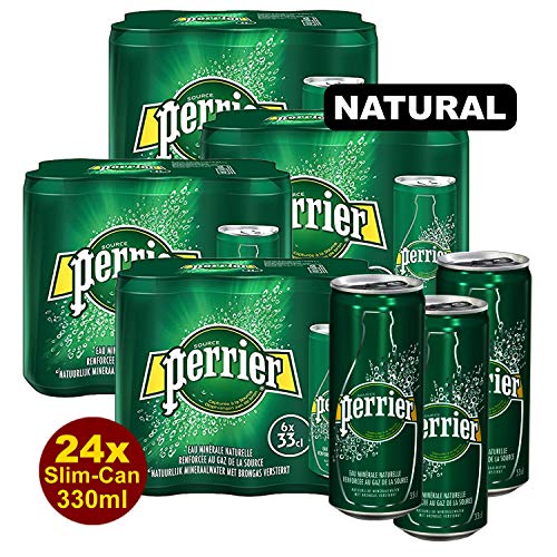 Perrier Natural Sparkling Mineral Water 4x 6er Pack 6x 330ml Slim Can - natürliches französisches Mineralwasser von Perrier