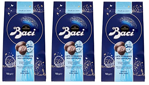 3x Perugina Baci Ovetti Latte Avvolgente Mini Eggs Schokoladeneier Milchschokolade mit Cremiger Haselnussfüllung Beutel von 150g von Perugina