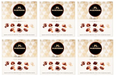 6x Perugina Dolci Scoperte 22 Verschiedene Pralinen aus Weißer Schokolade, Dunkler Schokolade und Milchschokolade 200g Geschenkbox von Perugina