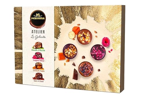 Perugina Atelier Le Golosità 4 Verschiedene Pralinen Gehackte Haselnüsse, Intensive Himbeere, Gesalzenes Karamell, Kakaobohnen 186g Geschenkbox von Perugina