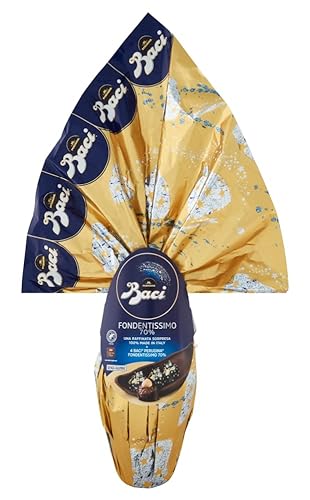 Perugina Baci Fondentissimo 70% Uovo di Cioccolato Fondnete Ostereier aus Dunkle Schokolade mit Überraschung und 4 Pralinen 265g von Perugina