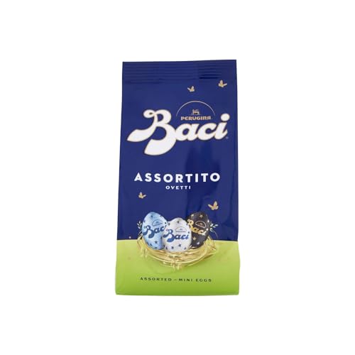 Perugina Baci Ovetti Assortiti Mini Eggs Verschiedene Schokoladeneier mit Cremiger Füllung Milch, Dunkle, Sehr Dunkle 70% Beutel von 150g von Perugina