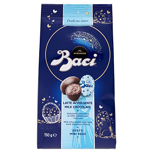 Perugina Baci Ovetti Latte Avvolgente Mini Eggs Schokoladeneier Milchschokolade mit Cremiger Haselnussfüllung Beutel von 150g von Perugina