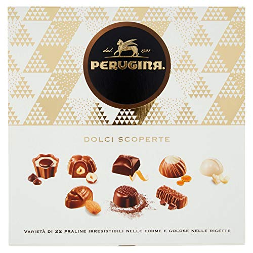 Perugina Dolci Scoperte 22 Verschiedene Pralinen aus Weißer Schokolade, Dunkler Schokolade und Milchschokolade 200g Geschenkbox von Perugina