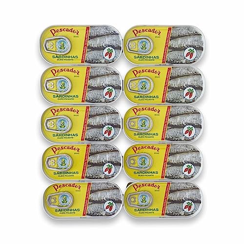 Scharf gewürzte Sardinen in Pflanzenöl - 10 x 56 g - Pescador - Portugal von Pescador