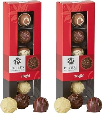 Peters Mit Genuss verführt | 5er Trüffel-Mischung | Hochwertige Pralinen mit Alkohol | Pralinés | Geschenkidee | Schokolade | Geschenk | Pralinenschachtel | Made in Germany | 62g (Packung mit 2) von Peters Mit Genuss verführt