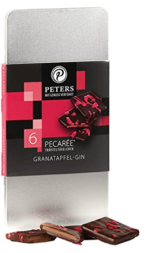 Peters Mit Genuss verführt | 6er Pecarée ® Granatapfel-Gin | Trüffel-Täfelchen | Mit Alkohol | Geschenk | Köstliche Schokolade | Geschenkidee | Made in Germany | 63g von Peters Mit Genuss verführt