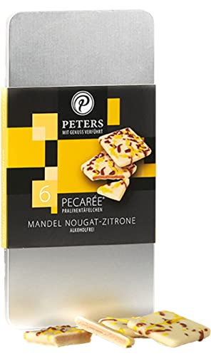 Peters Mit Genuss verführt | 6er Pecarée ® Mandel Nougat-Zitrone | Trüffel-Täfelchen | Alkoholfrei | Ohne Alkohol | Schokolade | Fruchtig | Geschenk | Made in Germany | 63g von Peters Mit Genuss verführt