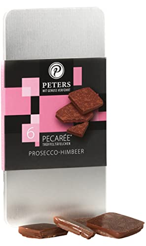 Peters Mit Genuss verführt | 6er Pecarée ® Prosecco-Himbeer | Trüffel-Täfelchen | Mit Alkohol | Hauchdünne Schokolade | Geschenk | Köstlich | Geschenkidee | Made in Germany |63g von Peters Mit Genuss verführt