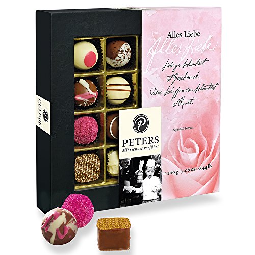 Peters Mit Genuss verführt | Alles Liebe | Mit Alkohol | Pralinen-Mischung | Köstliche Pralinés | Schokolade | Geschenk | Dankeschön | Geschenkidee | Made in Germany | 200g von Peters Mit Genuss verführt