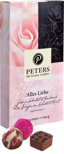 Peters Mit Genuss verführt | Alles Liebe | Mit Alkohol | Pralinen-Mischung | Trüffel | Hochwertige Pralinen | Frauen | Pralinés | Schokolade | Geschenkidee | Made in Germany | 100g von Peters Mit Genuss verführt