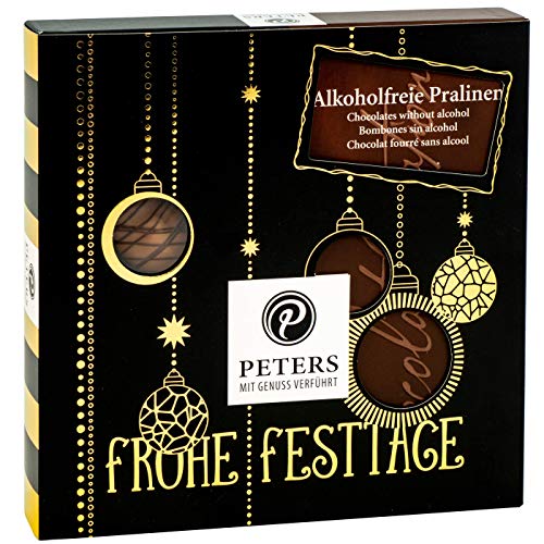 Peters Mit Genuss verführt | Frohe Festtage | Alkoholfreie Pralinen | Ohne Alkohol | Hochwertige Pralinés | Geschenk | Schokolade | Nougat | Geschenkidee | Made in Germany |200g von Peters Mit Genuss verführt