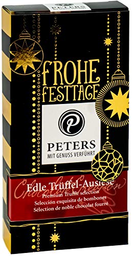 Peters Mit Genuss verführt | Frohe Festtage | Edle Trüffel-Auslese | Mit Alkohol | Pralinés | Geschenkidee | Schokolade | Weihnachten | Geschenk | Made in Germany | 100g von Peters Mit Genuss verführt