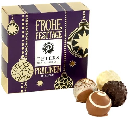 Peters Mit Genuss verführt | Frohe Festtage | Hochwertige Pralinen mit Alkohol | Köstliche Pralinés | Schokolade | Geschenk | Weihnachten | Geschenkidee | Made in Germany | 50g von Peters Mit Genuss verführt