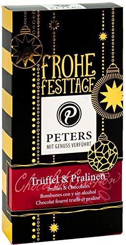 Peters Mit Genuss verführt | Frohe Festtage | Trüffel & Pralinen | Mit Alkohol | Pralinés | Geschenkidee | Schokolade | Weihnachten | Geschenk | Made in Germany | 100g von Peters Mit Genuss verführt