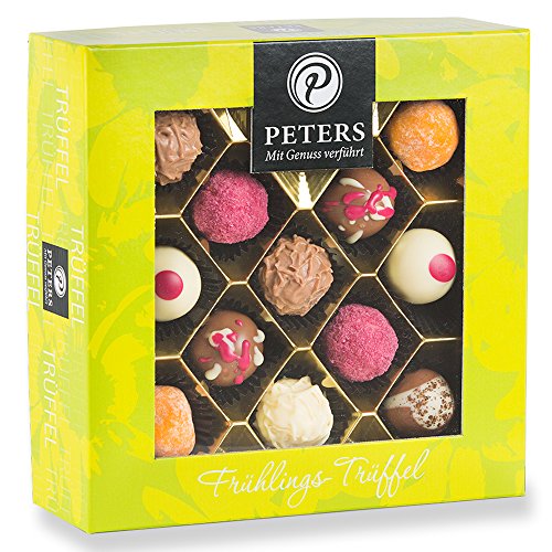 Peters Mit Genuss verführt | Frühlingstrüffel | mit und ohne Alkohol | Geschenk | Pralinen | Edle Trüffel | Geschenk | Pralinés | Geschenkidee | Made in Germany | 300g von Peters Mit Genuss verführt