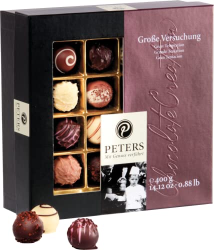 Peters Mit Genuss verführt | Große Versuchung | Pralinen-Mischung | Mit Alkohol | Pralinés | Geschenkidee | Schokolade | Geschenk | Pralinenschachtel | Made in Germany | 400g von Peters Mit Genuss verführt