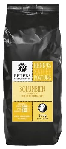 Peters Mit Genuss verführt | Henny's Röstung Kolumbien | Sprechender Kaffee AR | Augmented Reality App | Ganze Bohnen | Kaffeebohnen | Ideal für Vollautomaten | Arabica | Mit Koffein | 250g von Peters Mit Genuss verführt