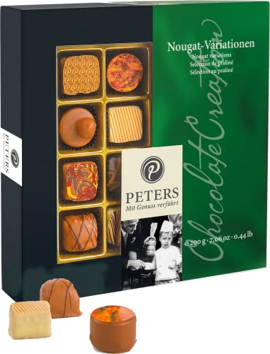 Peters Mit Genuss verführt | Nougat-Variationen | Alkoholfrei | Ohne Alkohol | Hochwertige Pralinen | Pralinés | Schokolade | Haselnuss | Geschenk | Made in Germany | 200g von Peters Mit Genuss verführt