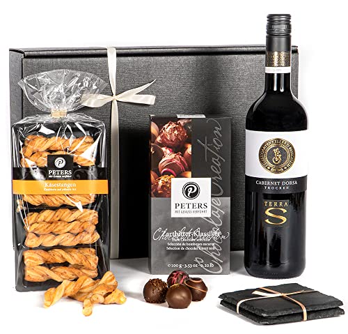 Peters Mit Genuss verführt | Präsentset "Wine, Cheese & Chocolate" | Geschenkset | Wein | Käse | Schokolade | Geschenk | Mitbringsel | Dankeschön | Geschenkidee | 2335g von Peters Mit Genuss verführt