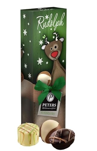 Peters Mit Genuss verführt | "Rudolph" Pralinenmischung ohne Alkohol | 5 Alkoholfreie Pralinen | Hochwertige Pralinen | Pralinés | Geschenkidee | Schokolade | Geschenk | Made in Germany | 60g von Peters Mit Genuss verführt