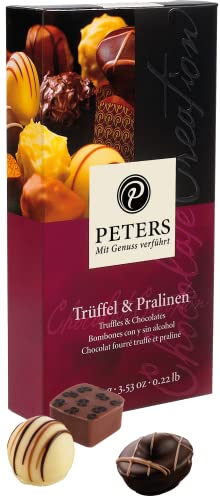 Peters Mit Genuss verführt | Trüffel & Pralinen-Mischung | Hochwertige Pralinen mit Alkohol | Pralinés | Schokolade | Vanille | Geschenk | Geschenkidee | Made in Germany | 100g von Peters Mit Genuss verführt