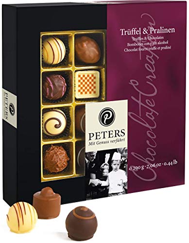 Peters Mit Genuss verführt | Trüffel & Pralinen | Mit Alkohol | Zartschmelzende Pralinés | Geschenkidee | Schokolade | Geschenk | Pralinenschachtel | Made in Germany | 200g von Peters Mit Genuss verführt