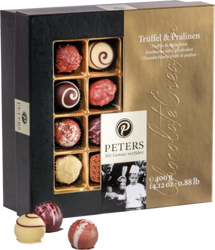 Peters Mit Genuss verführt | Trüffel & Pralinen | Mit Alkohol | Zartschmelzende Pralinés | Geschenkidee | Schokolade | Geschenk | Pralinenschachtel | Made in Germany | 400g von Peters Mit Genuss verführt