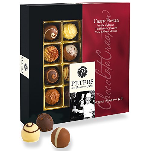 Peters Mit Genuss verführt | Unsere Besten | Pralinen-Mischung | Mit Alkohol | Pralinés | Geschenkidee | Schokolade | Geschenk | Pralinenschachtel | Made in Germany | 200g von Peters Mit Genuss verführt