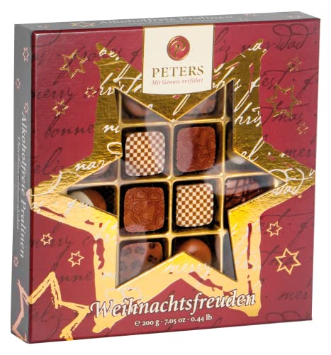 Peters Mit Genuss verführt | Weihnachtsfreuden | Pralinen ohne Alkohol | Alkoholfrei | Pralinen | Pralinés | Schokolade | Weihnachten | Geschenk | Made in Germany | 200g von Peters Mit Genuss verführt