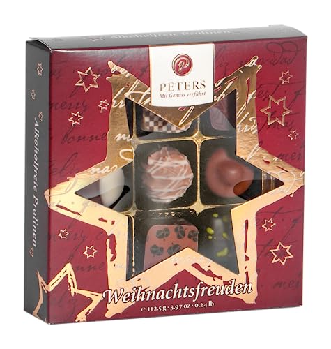 Peters Mit Genuss verführt | Weihnachtsfreuden | Pralinen ohne Alkohol | Nougat-Variationen | Alkoholfrei | Pralinés | Schokolade | Nougat | Geschenk | Made in Germany | 112,5g von Peters Mit Genuss verführt