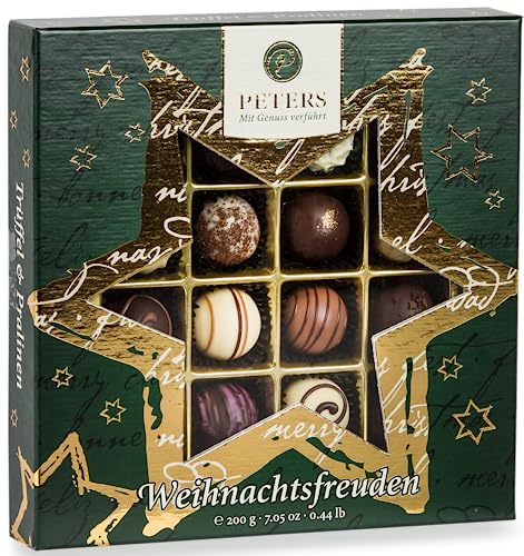 Peters Mit Genuss verführt | Weihnachtsfreuden | Trüffel mit Alkohol | Pralinen | Köstliche Pralinés | Schokolade | Geschenk | Weihnachten | Geschenkidee | Made in Germany | 200g von Peters Mit Genuss verführt