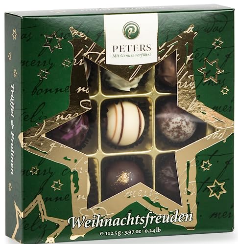 Peters Mit Genuss verführt | Weihnachtsfreuden | Trüffel mit Alkohol | Pralinen | Pralinés | Schokolade | Geschenk | Weihnachten | Geschenkidee | Made in Germany | 112,5g von Peters Mit Genuss verführt